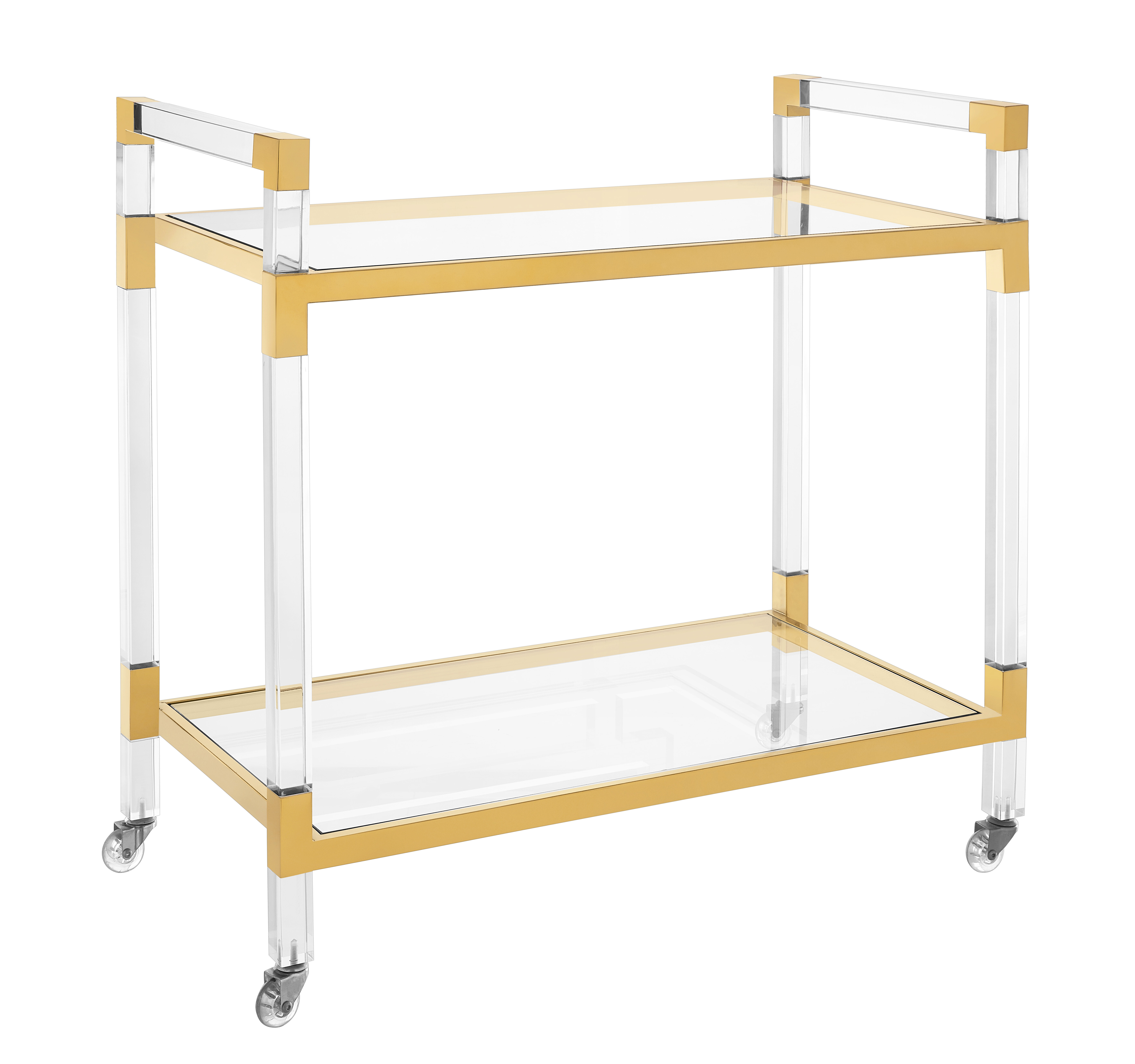 Customized Clear high quality acrylic dining serving trolley cart